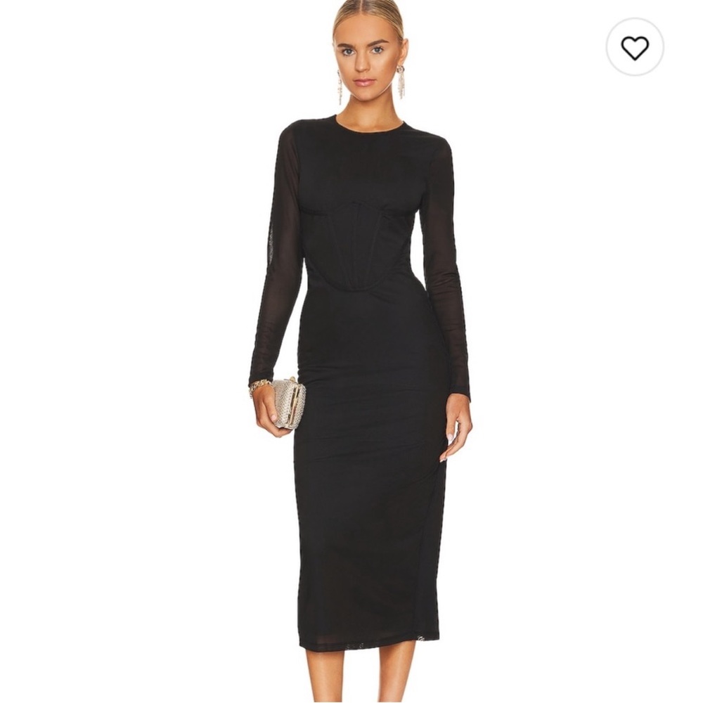 Bardot Sensei Mesh Corset‎ Top Midi Dress